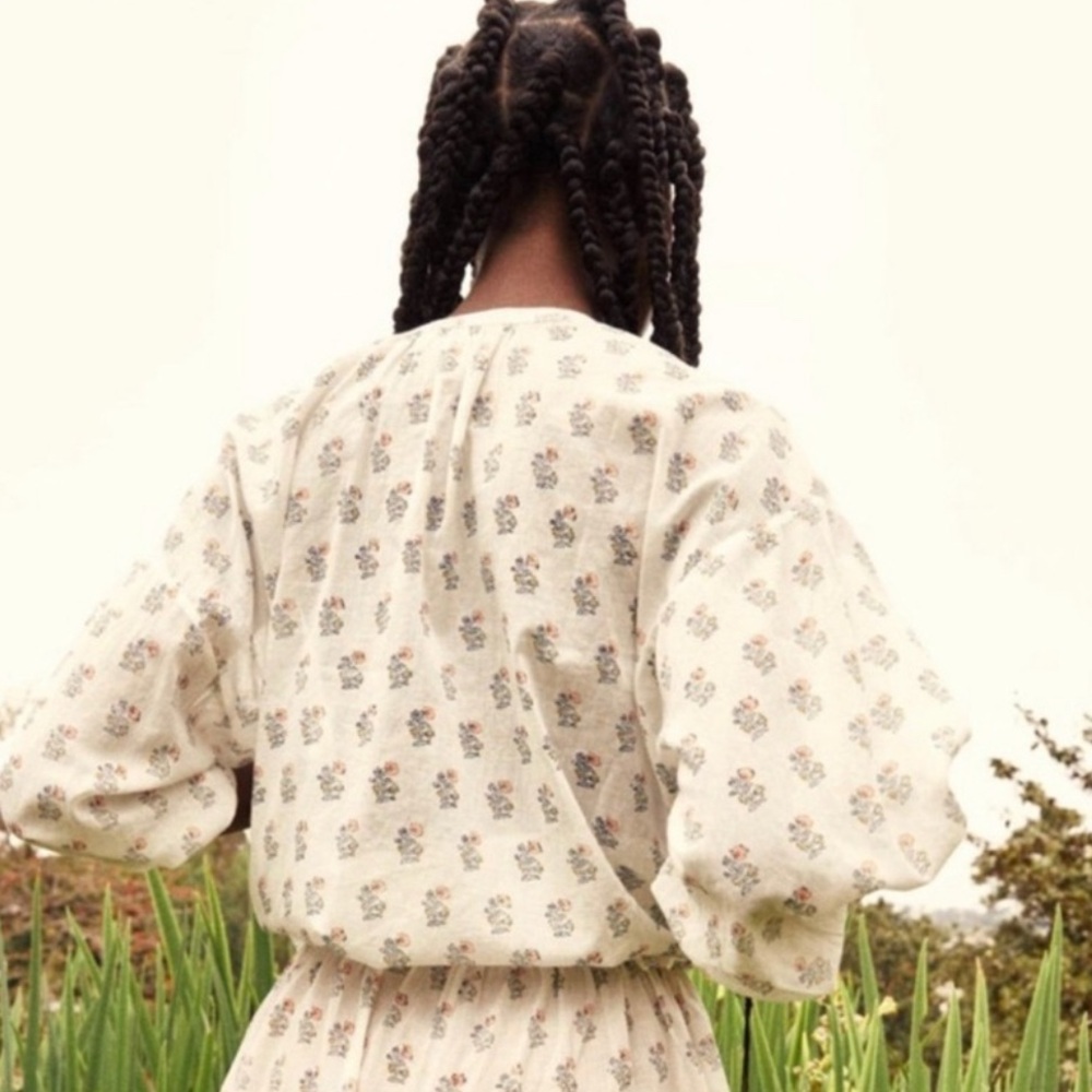 Doen Jane Blouse in Red Dahlia Block Print - Picture 3 of 8